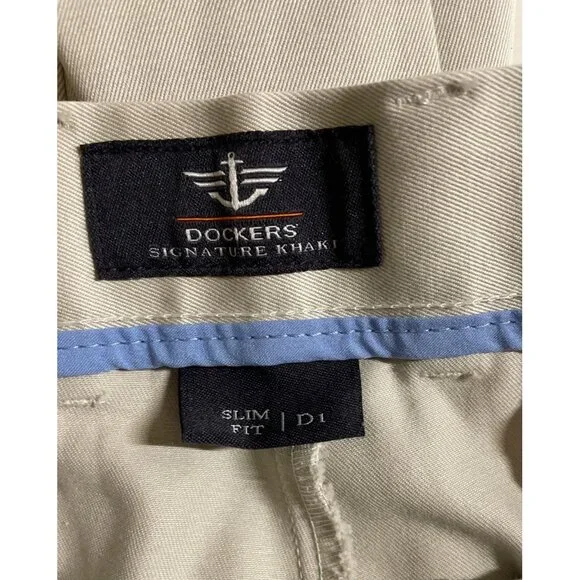 Dockers Men's Signature Khaki Slim Fit D1 Flat Front Pants 34x30 - Picture 7 of 9